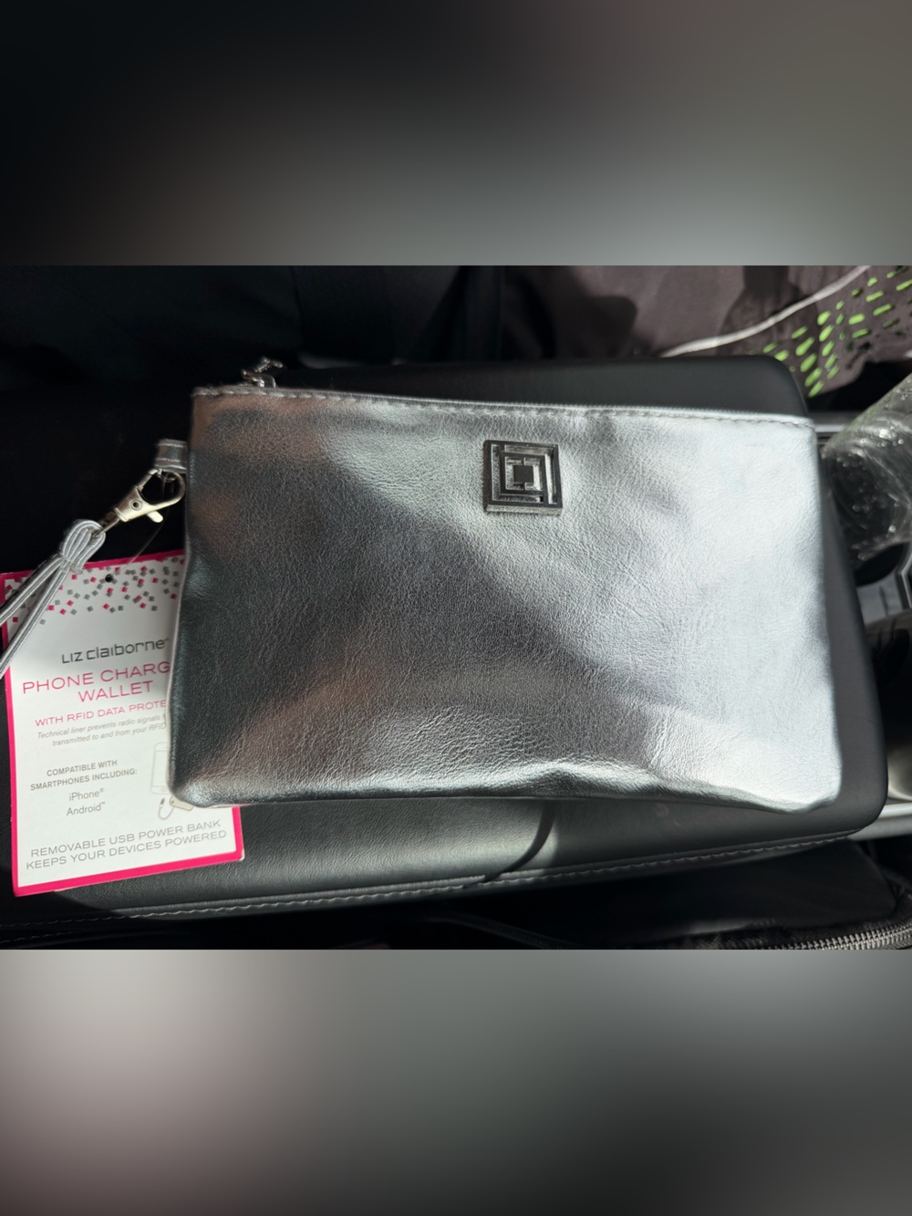 Liz Claiborne Phone Charging Wallet Silver NWT